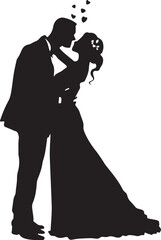 Romantic couple silhouette Illustrator line art design vector