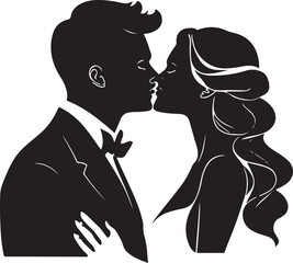 Romantic couple silhouette Illustrator line art design vector