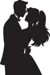 Romantic couple silhouette Illustrator line art design vector