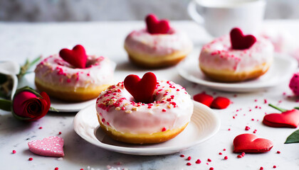 Love in Every Bite: Valentine's Day Donuts Bring Sweet Celebration (with white background)