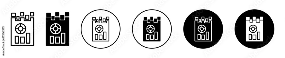 Poster Missing data pattern report linear art icon vector logo set in black and white color
