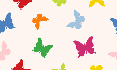 Colorful Butterflies Seamless Pattern On Pink Background. Vector Illustration