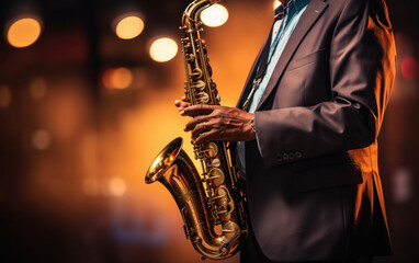 Obraz premium Indian male saxophonist performing at the event