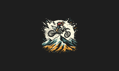 motocross on mountain vector illustration artwork design - obrazy, fototapety, plakaty