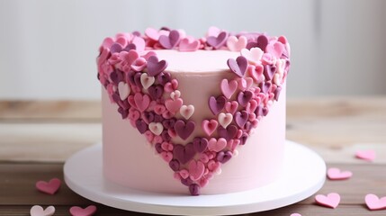 Delicious valentine's day pink hearts cake, sweet treat for romantic celebrations
