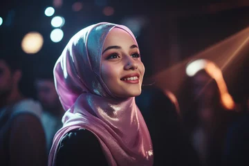 Foto op Canvas Generative AI technology conceptual picture Young confident arabian asian muslim woman in abaya hijab © Tetiana