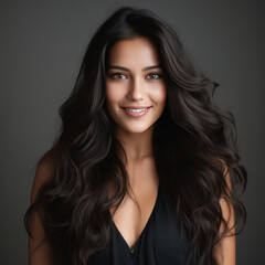 Obraz premium Young beautiful woman with shiny hair