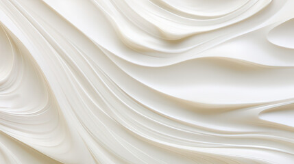 Obraz premium A close-up, macro view of yogurt texture, creating an abstract pattern with its natural lines and curves, set against a subtle color gradient Ai Generative