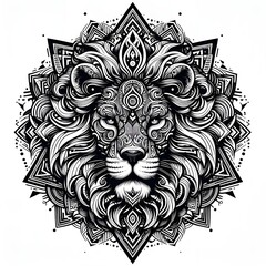 Lion of Judah face eps vector art image illustration. Rasta Jamaican lion head front view with...