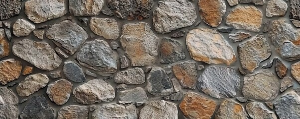 Obraz premium Vintage stone wall. Close up exploration of weathered and textured stones creating old and rough architectural background. Grunge elegance with vintage touch showcasing detailed patterns