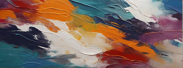 Multicolored oil paints on canvas background. Brushstrokes of paint.