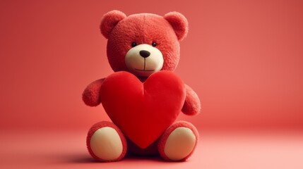 Adorable plush bear holding a heart - sweet teddy toy for valentine's day