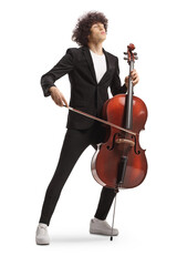 Full length portrait of a male artist playing a cello © Ljupco Smokovski