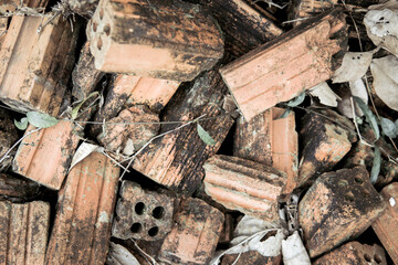 Old brick wall texture for background. Vintage tone filter effect color style.