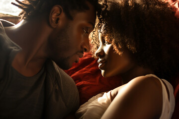 Generative ai creative design collage of happy cozy loving couple spend time together