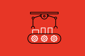 working conveyor illustration in flat style design. Vector illustration.	
