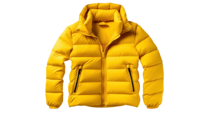 yellow windbreaker rain proof jacket isolated on transparent and white background.PNG image.