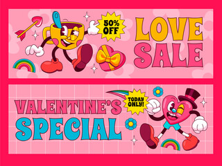 Groovy love banner set