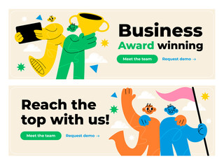 Abstract business people banner set