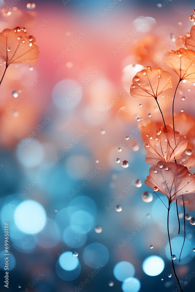 Poster water drops with abstract bokeh light background