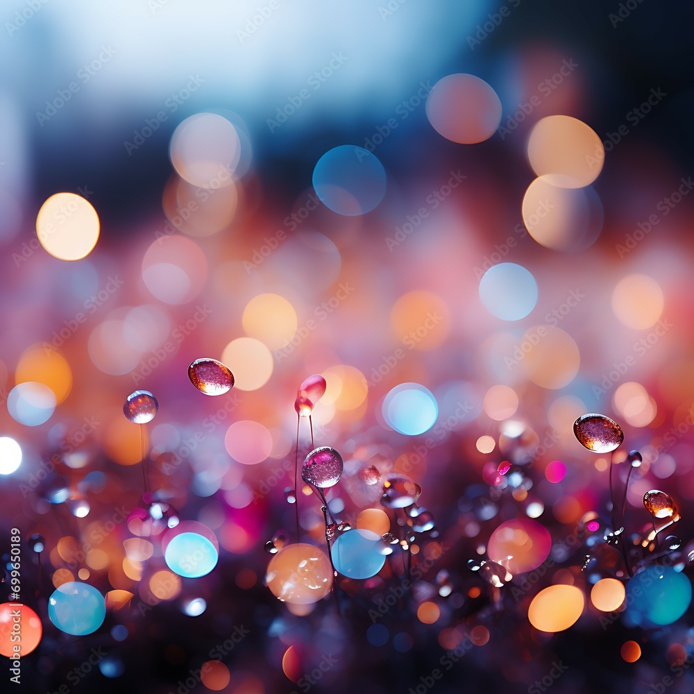 Poster water drops with abstract bokeh light background