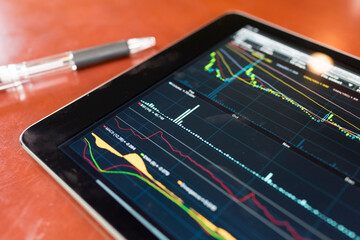 Stock graph with tablet