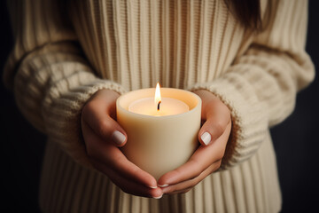 hands holding a candle