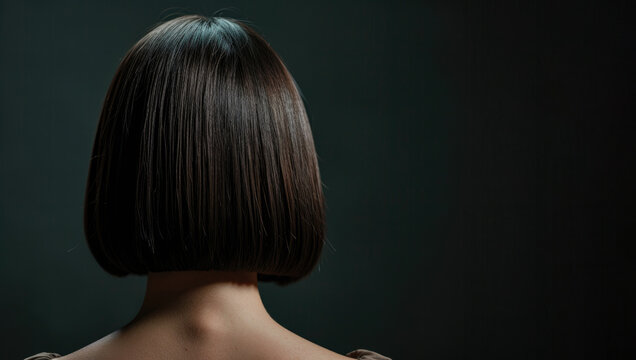 Woman with bob haircut back view