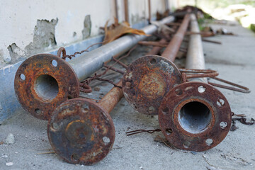 metal rusty pipes for processing