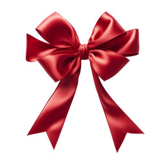 red ribbon and bow isolated on white.
