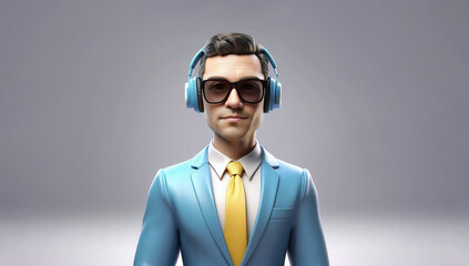 3d Render of a Business Man Marketing Character Isolated on White cool, digital marketing,