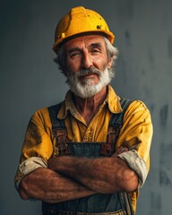 potrait of A happy european 45 years male construction 