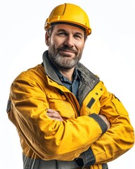 potrait of A happy european 45 years male construction 