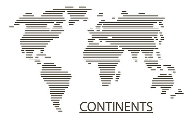 Continents of the world drawn with thin lines. World map isolated on light background. Flat Earth, world map template. © Alex Darts