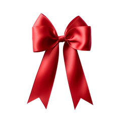 red ribbon and bow isolated on white.
