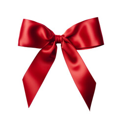 red ribbon and bow isolated on white.
