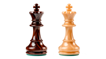 Black and white chess king on transparent background
