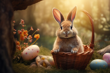 easter bunny and easter eggs