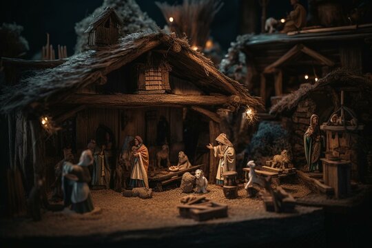 Christmas nativity scene. Generative AI