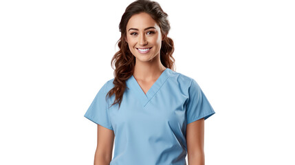 Portrait of a young nursing student standing smiling looking at the cameraisolated on transparent background,PNG image.