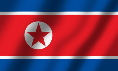 Powiewająca Flaga Korei Północnej - obrazy, fototapety, plakaty