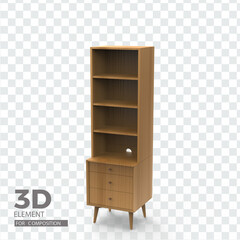 Bookshelf  3d rendering