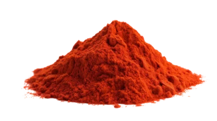 Fotobehang Top-down view of paprika powder isolated on transparent background,PNG image. © CStock