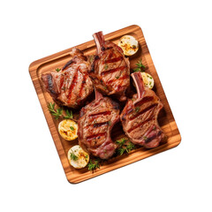 grilled beef steak salad isolated on transparent white background.
