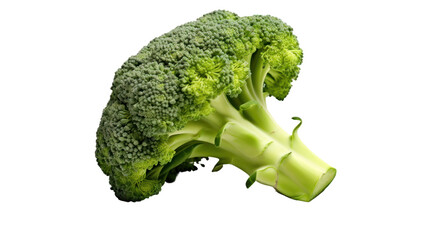 fresh green broccoli on white background, top view.PNG image.