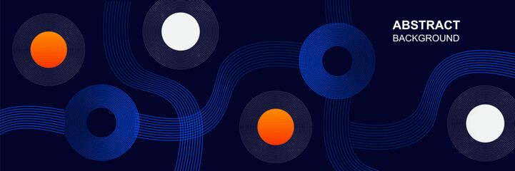 Abstract geometry circle lines shape composition colorful with dark blue illustration template background design