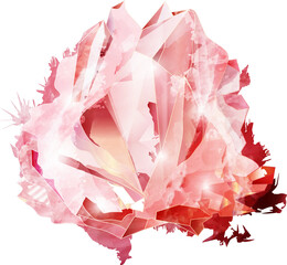 leuchtendes rosafarbenes Rosenquarz Kristall Motiv.Wunderschöne Illustration eines leuchtend rosafarbenen Rosenquarz.Zeichen der Freundschaft oder Glücksbringer,