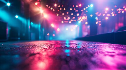 Night club music background. Bright neon energetic night club atmosphere