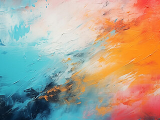 Obraz premium Closeup of abstract rough bright colorful painting texture, with oil brushstroke, pallet knife paint on canvas, seamless pattern, copy paste area for texture