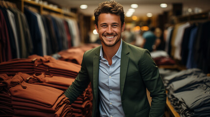 Hombre joven comprando en una tienda de ropa